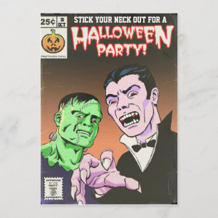 Vintage Horror-Comic-Halloween-Party-Einladung Einladung