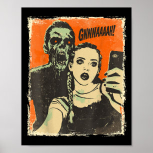 Vintage-Horror-Comic-Zombie-Selfie Gruselig Süß Ha Poster