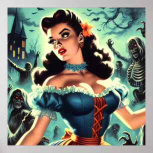 Vintage-Horror-Pin-up Poster