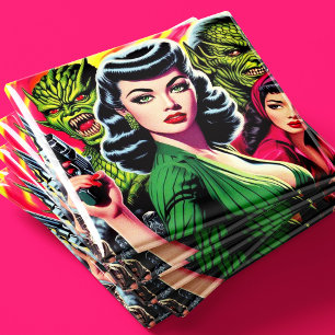 Vintage-Horror-Sci-Fi-Pulp-Mädchen Magnet