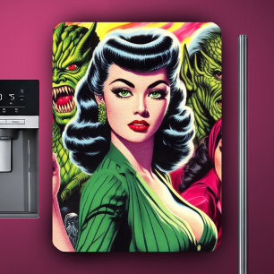 Vintage-Horror-Sci-Fi-Pulp-Mädchen Magnet