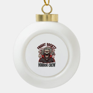 Vintage-Horror-Shirt Fright Society Totenkopf-Desi Keramik Kugel-Ornament