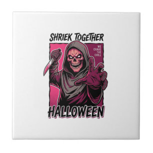 Vintage-Horror-Shirt mit graviertem Slasher-Hallow Fliese