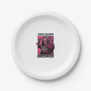 Vintage-Horror-Shirt mit graviertem Slasher-Hallow Pappteller