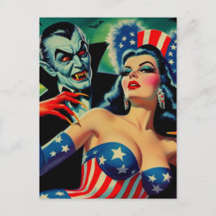 Vintage-Horror-Vampir-Mädchen Postkarte