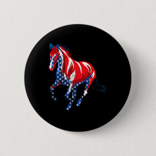 Vintage Horseba (Horse US-amerikanische Flagge) Button