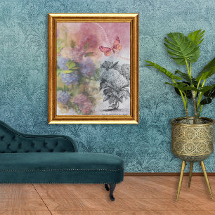 Vintage Hortensie Luxus Eleganz Poster