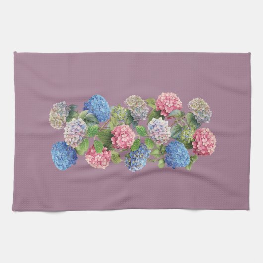 Vintage Hortensien-Blumenmuster Geschirrtuch (Horizontal)