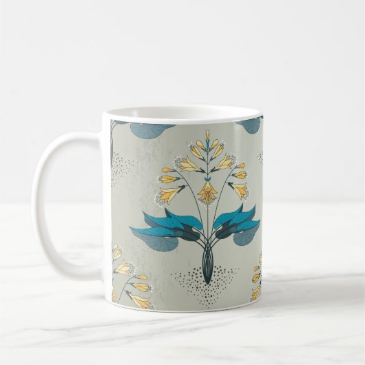 Vintage-Hosta, modernes Blumenmuster. Kaffeetasse (Links)