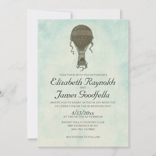 Vintage Hot Air Ballon Hochzeit Einladungen (Vorderseite)