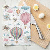 Vintage Hot Air Balloon Pattern (1) Geschirrtuch (Viertel Falte)