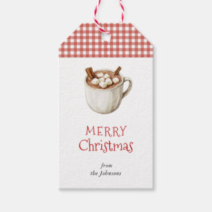 Vintage Hot Cocoa Gingham Weihnachten Geschenkanhänger