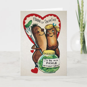 Vintage Hot Dog Franks Valentinstag-Karte Feiertagskarte