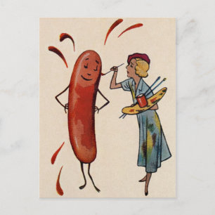Vintage Hot Dog Postkarte