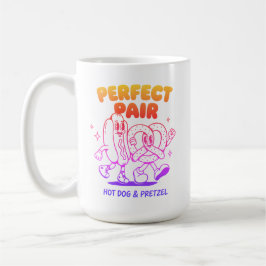 Vintage Hot Dog und Brezel Maskottchen - Retro Kaffeetasse