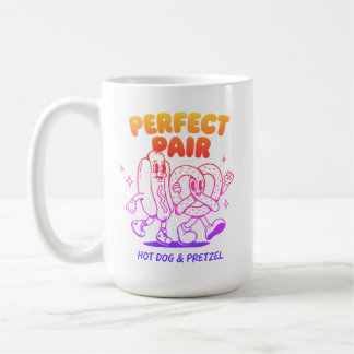 Vintage Hot Dog und Brezel Maskottchen - Retro Kaffeetasse