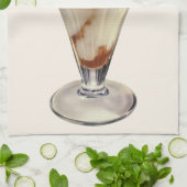 Vintage Hot Fudge Eiscreme-Sundae-Desserts Geschirrtuch (Gefaltet)