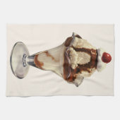 Vintage Hot Fudge Eiscreme-Sundae-Desserts Geschirrtuch (Horizontal)
