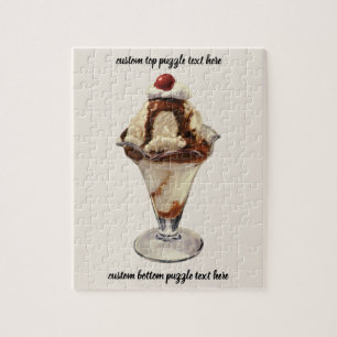 Vintage Hot Fudge Eiscreme-Sundae-Desserts Puzzle