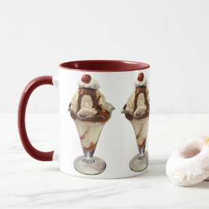 Vintage Hot Fudge Eiscreme-Sundae-Desserts Tasse