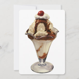 Vintage Hot Fudge Eiscreme-Sundae-Einladung Einladung