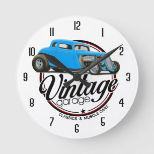 Vintage-Hot Rods Runde Wanduhr