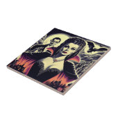 Vintage Hot Vampire-Frau Fliese (Seite)