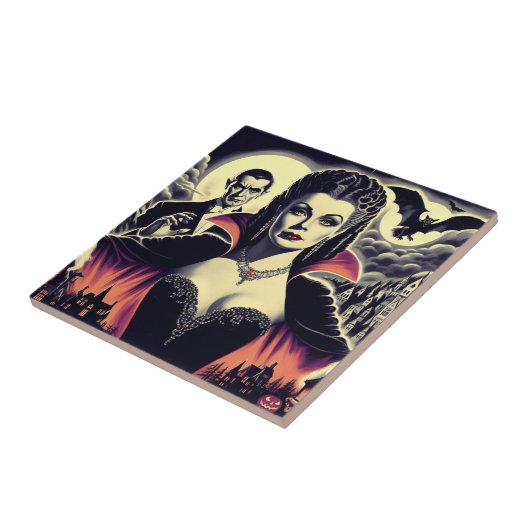 Vintage Hot Vampire-Frau Fliese (Seite)