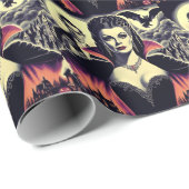 Vintage Hot Vampire-Frau Geschenkpapier (Rolleneckpunkt)