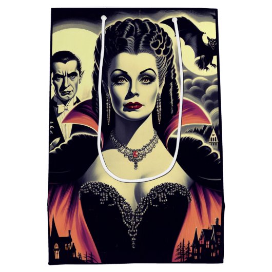 Vintage Hot Vampire-Frau Mittlere Geschenktüte (Rückseite)