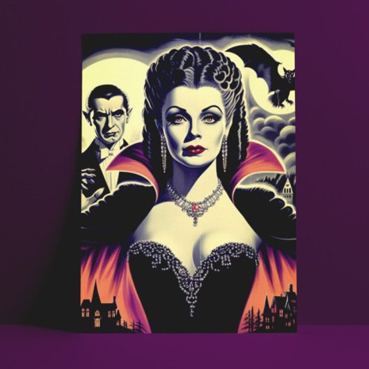 Vintage Hot Vampire-Frau Postkarte