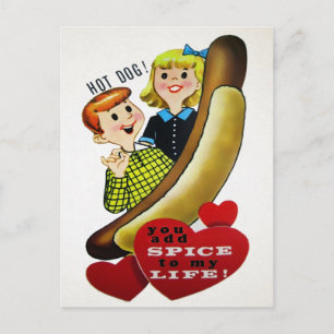 Vintage Hotdog-Liebe Postkarte