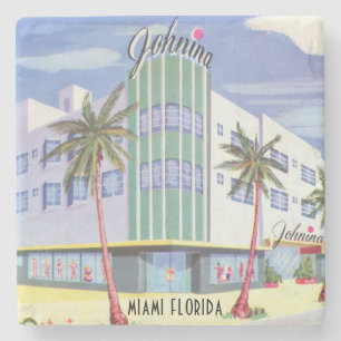 Vintage Hotel, Miami Beach, Florida Quadratisches Steinuntersetzer