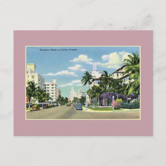 Vintage Hotels in Collins Avenue Miami Beach Postkarte (Vorderseite)