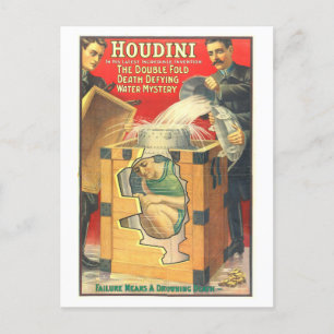 Vintage Houdini-Wassermysterium-Werbung Postkarte