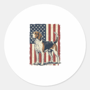 Vintage Hound Dog Patriotic Flag Vector-Shirt-Desi Runder Aufkleber