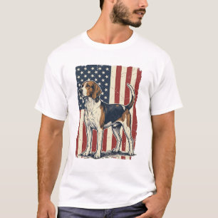 Vintage Hound Dog Patriotische Flagge Vektor-Shirt T-Shirt
