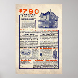 Vintage House Building Ad from 1909 Poster