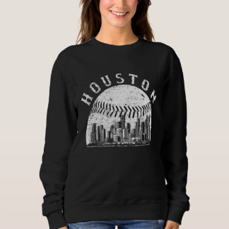 Vintage Houston Cityscape Baseball For Men Women Sweatshirt