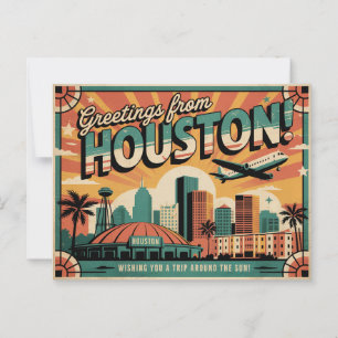 Vintage Houston Postkarte Grüße aus Houston