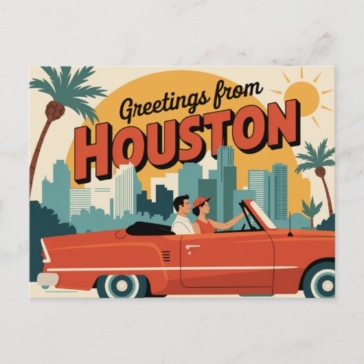 Vintage Houston Postkarte | Grüße aus Houston (Vorderseite)