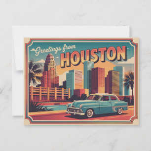 Vintage Houston Postkarte Grüße aus Houston