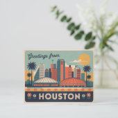 Vintage Houston Postkarte | Grüße aus Houston (Stehend Vorderseite)