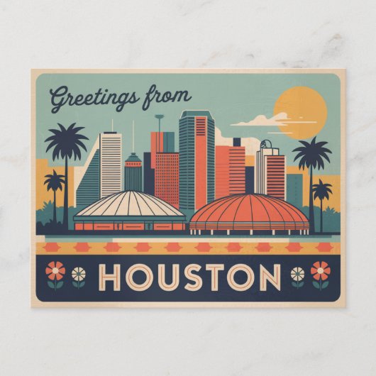 Vintage Houston Postkarte | Grüße aus Houston (Vorderseite)
