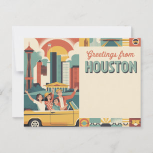 Vintage Houston Postkarte Grüße aus Houston