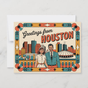 Vintage Houston Postkarte Grüße aus Houston