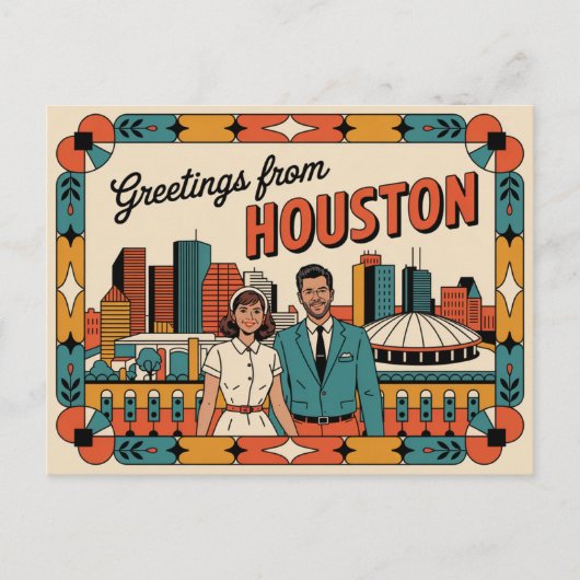 Vintage Houston Postkarte | Grüße aus Houston (Vorderseite)