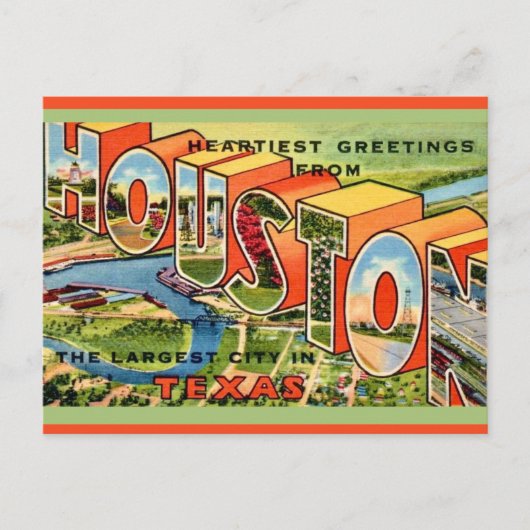 Vintage Houston Texas Postkarte (Vorderseite)