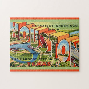 Vintage Houston Texas Postkarte Puzzle