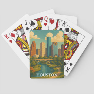 Vintage Houston Texas Skyline Spielkarten